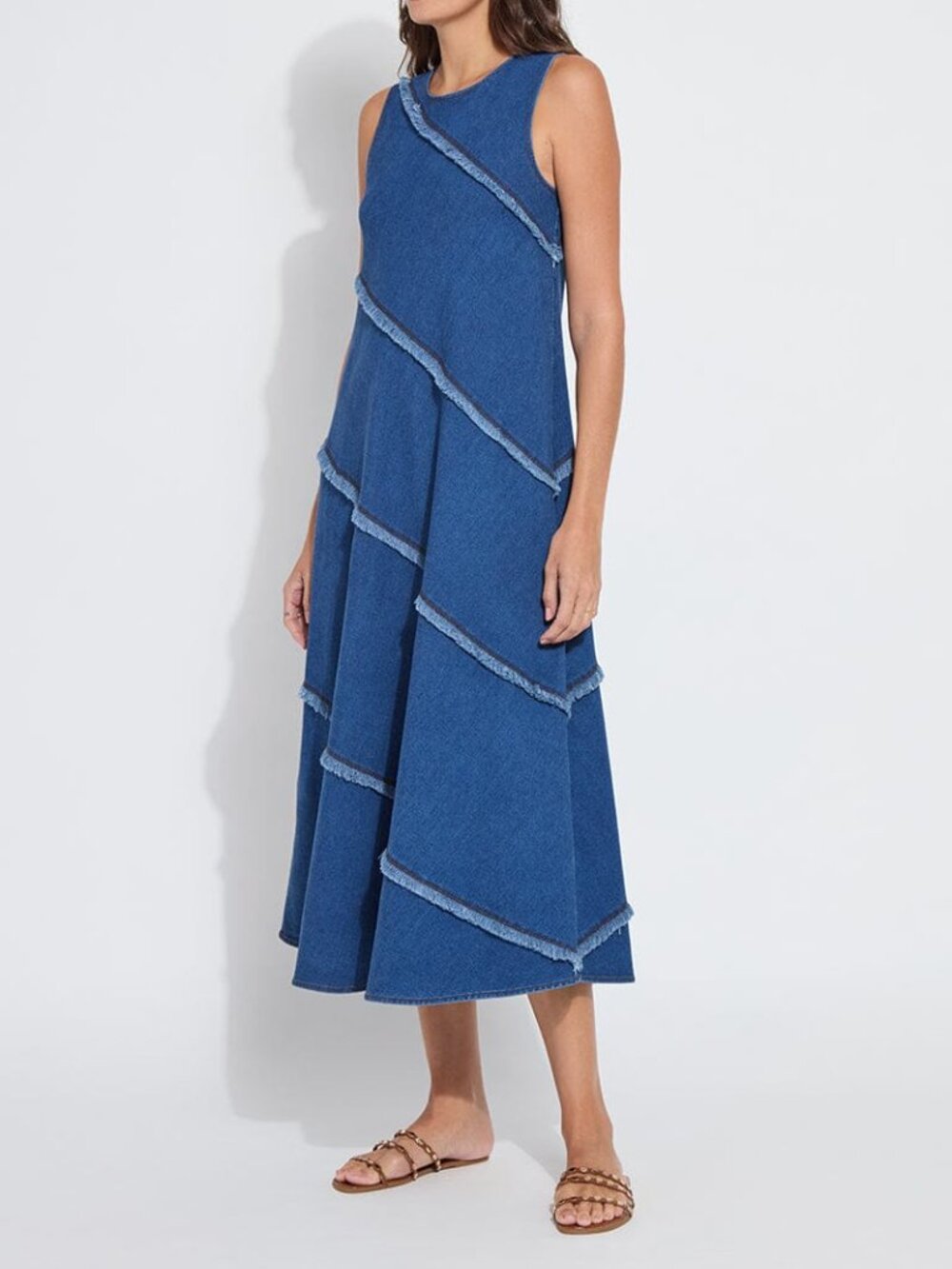 Lysee Mirabella Fringed Midi Denim Dress - Size M